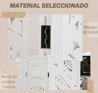 Biombo 3 paneles blanco decorado