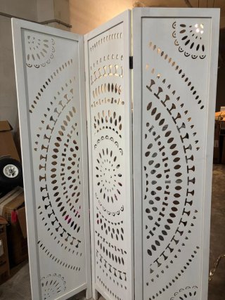 Biombo 3 paneles blanco decorado