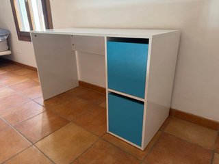 Escritorio Ikea Blanco y Azul 120x74x50