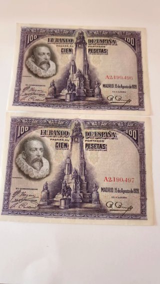 Billetes 100 Pesetas República 1928 (2 unidades)