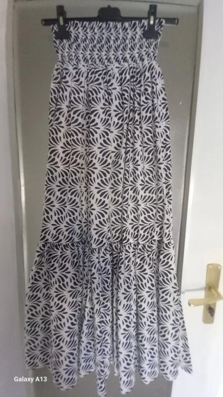 Gonna lunga cotone fantasia bianco/nero