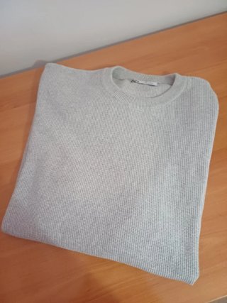 Jersey Zara punto gris claro talla L