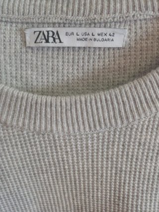 Jersey Zara punto gris claro talla L