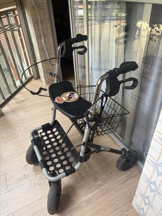Andador con asiento y cesta