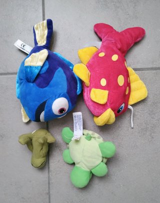 Lotto 4 Peluche Pesci e Tartaruga
