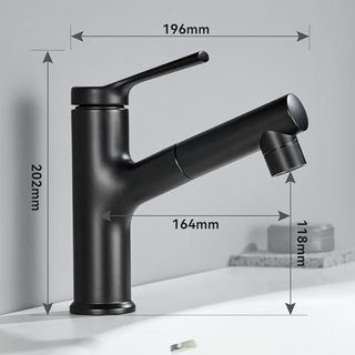 Grifo lavabo negro con ducha extraíble, nuevo a