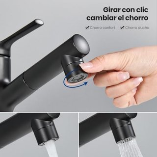 Grifo lavabo negro con ducha extraíble, nuevo a