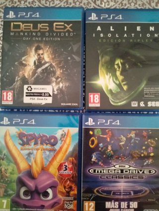 Lote 4 Juegos PS4: Deus Ex, Alien, Spyro, Mega Dri
