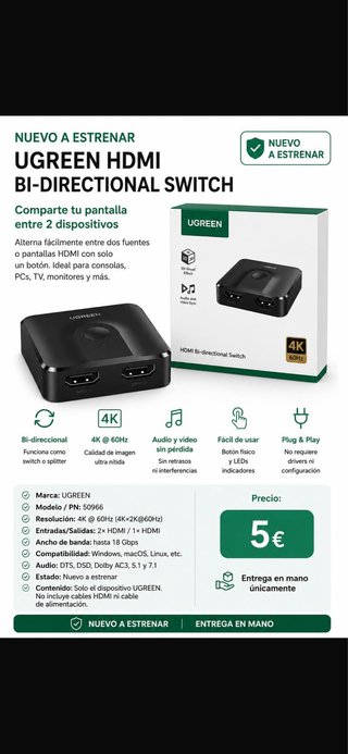 UGREEN HDMI Bi-Directional Switch 4K