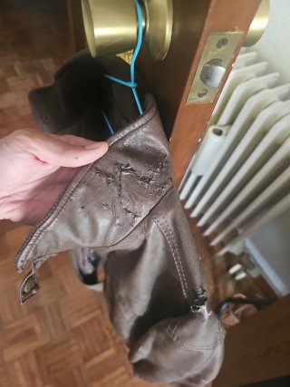 Chaqueta de cuero sintetico marrón