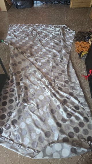 2 Cortinas Estampadas Beige y Plateado