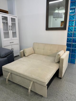 Sofá 2 plazas beige cama - hacemos envíos!