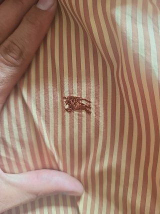 Camisa Burberry Rayas Naranja y Blanco