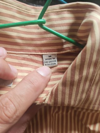 Camisa Burberry Rayas Naranja y Blanco