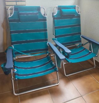 2 Sillas Tumbona Playa Plegables