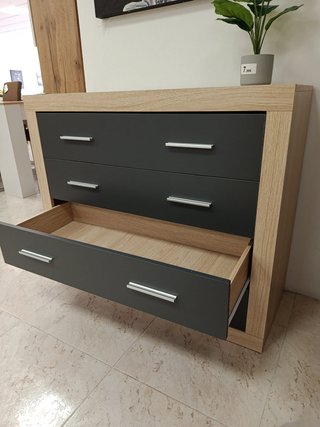 Cómoda 4 Cajones Madera y Gris