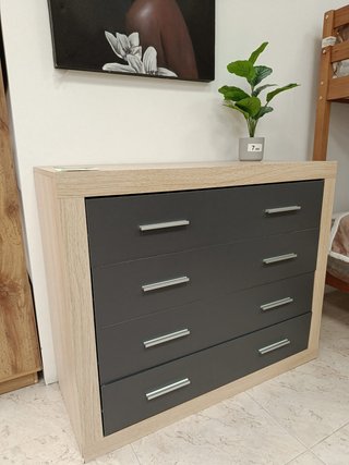 Cómoda 4 Cajones Madera y Gris