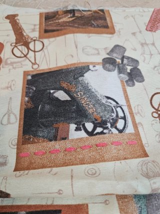 9 Cuadrantes loneta patchwork hecho España costura