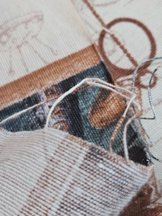 9 Cuadrantes loneta patchwork hecho España costura