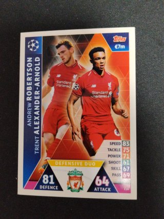 Cromo Topps UCL 18/19 Robertson y Trent Liverpool