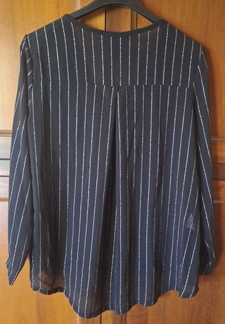 Camicia nera righe brillanti elegante M/L