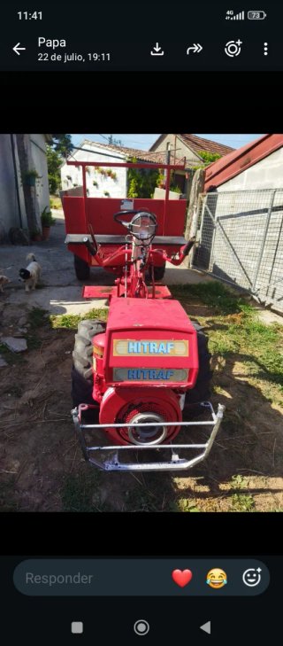 Motocultor HITRAF rojo con remolque,12c, eletrico