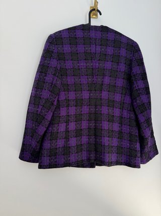 Blazer Vintage Cuadros Morado y Gris