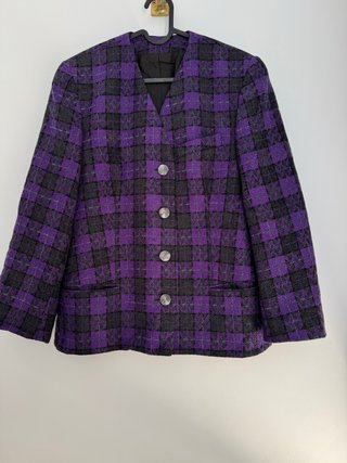 Blazer Vintage Cuadros Morado y Gris