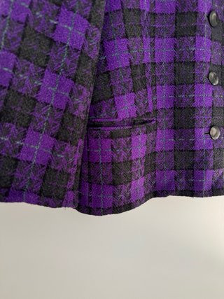 Blazer Vintage Cuadros Morado y Gris