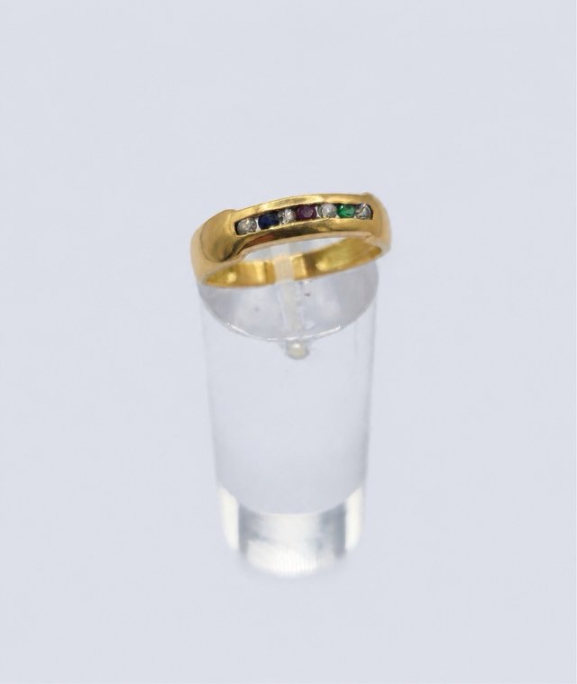 Anillo oro 18k piedras color