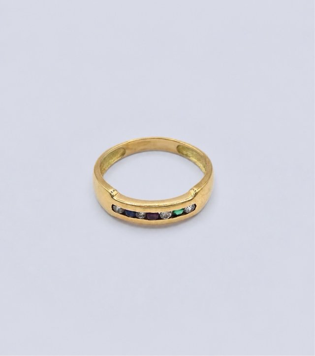 Anillo oro 18k piedras color