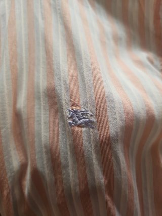 Camisa Burberry Rayas Naranja y Blanco