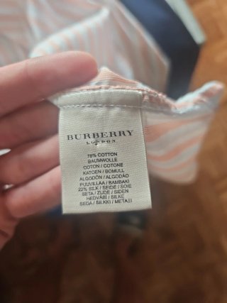 Camisa Burberry Rayas Naranja y Blanco