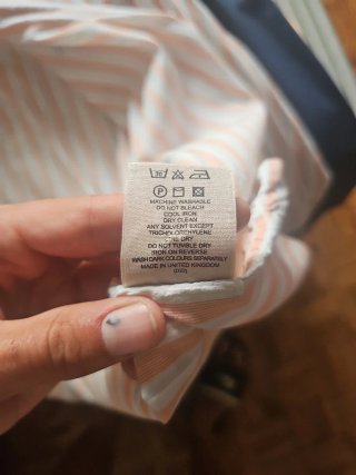 Camisa Burberry Rayas Naranja y Blanco
