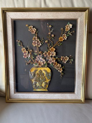 Cuadro Jarrón Flores Dorado y Amarillo