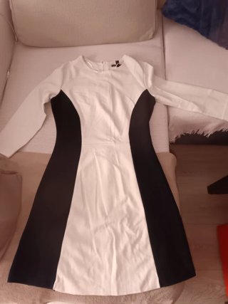 Vestido Mango blanco y negro