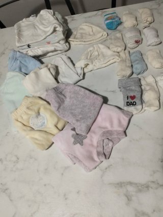 Set neonato bianco e azzurro 1-3 mesi
