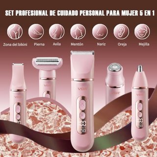Afeitadora mujer 5 en 1 recargable, IPX7