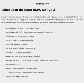 Chaqueta Moto BMW Rally 3 Gris/Rojo