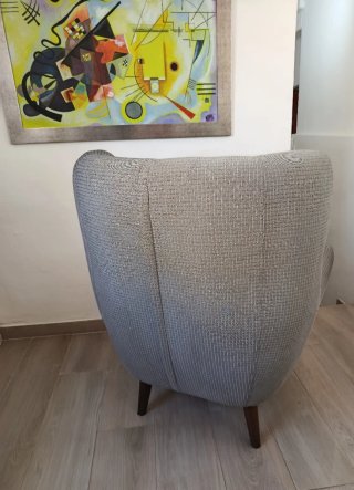 Sillón orejero Mid-Century gris