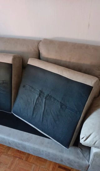 Sofá chaise longue gris tela