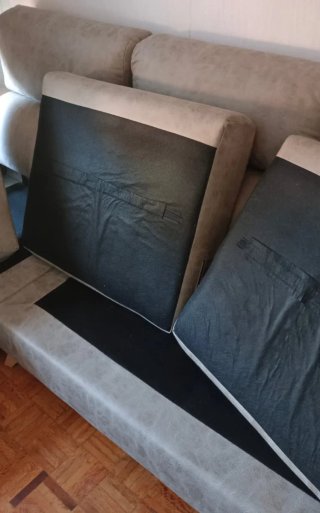 Sofá chaise longue gris tela