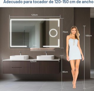 Espejo de baño con luz LED y aumento 5X STARLEAD.