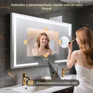 Espejo de baño con luz LED y aumento 5X STARLEAD.