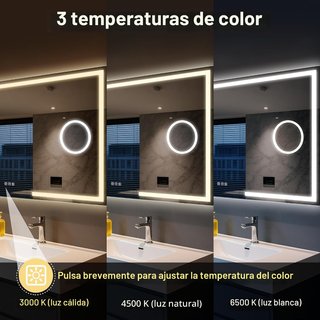 Espejo de baño con luz LED y aumento 5X STARLEAD.