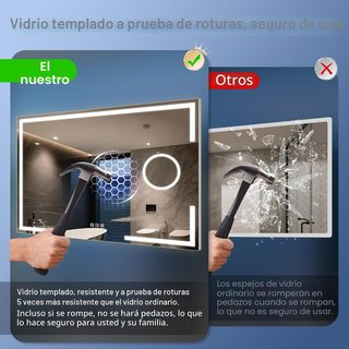 Espejo de baño con luz LED y aumento 5X STARLEAD.