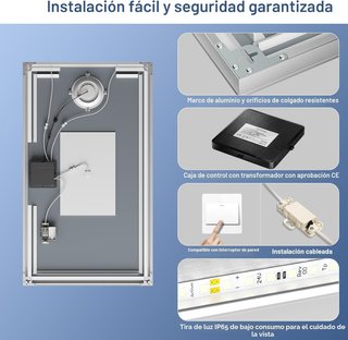 Espejo de baño con luz LED y aumento 5X STARLEAD.
