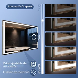 Espejo de baño con luz LED y aumento 5X STARLEAD.