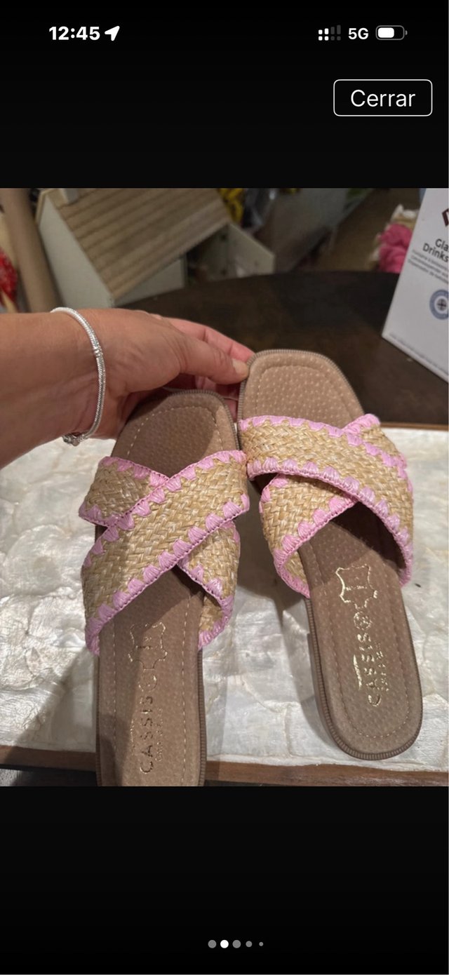 Sandalias Cassis Rafia Rosa Piel Talla 38