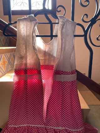 Vestido Flamenca Rosa y Blanco con Volantes